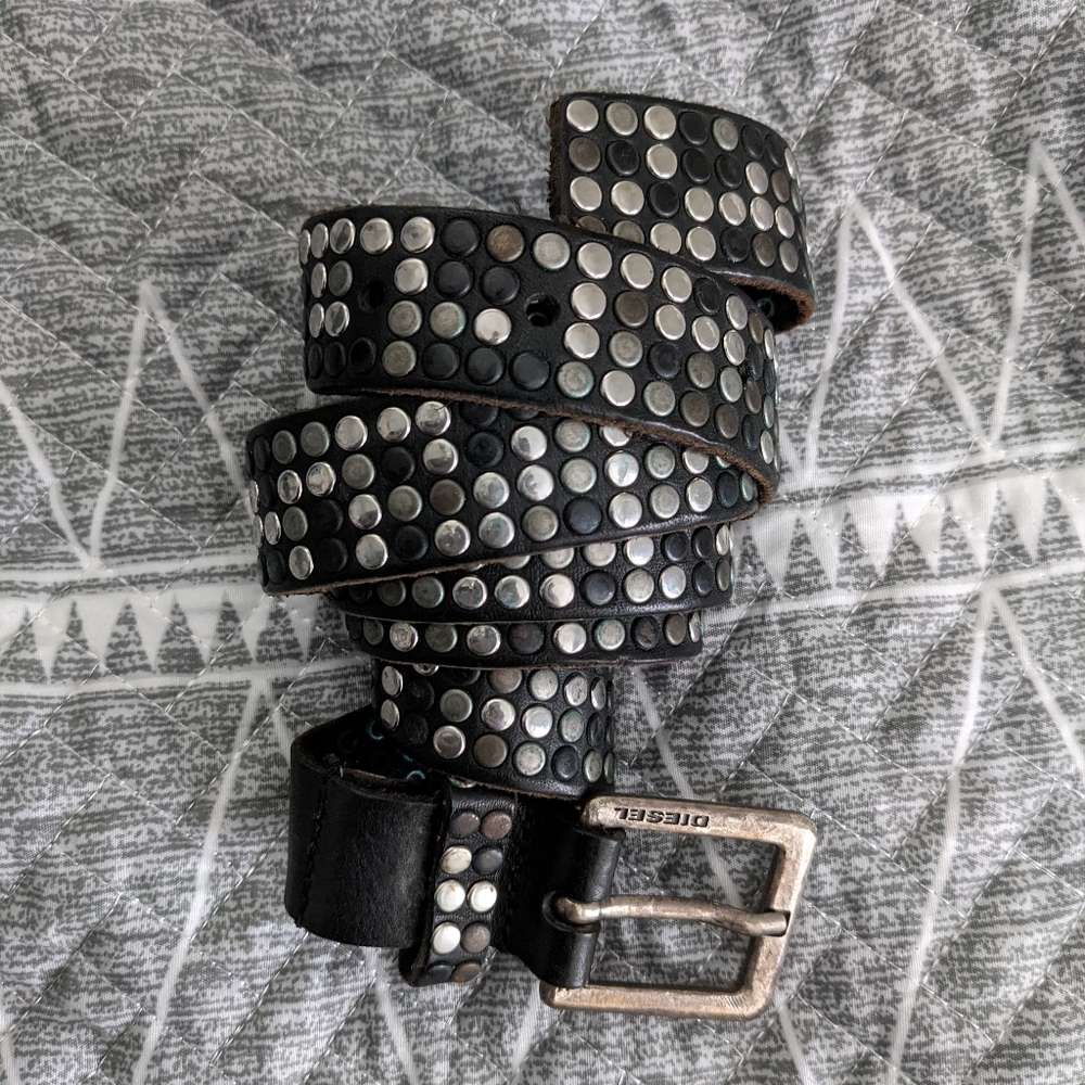 Diesel Leather Mens Studded Belt SZ42